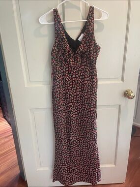 Hello Molly Black Maxi Dress with Pink Floral Print